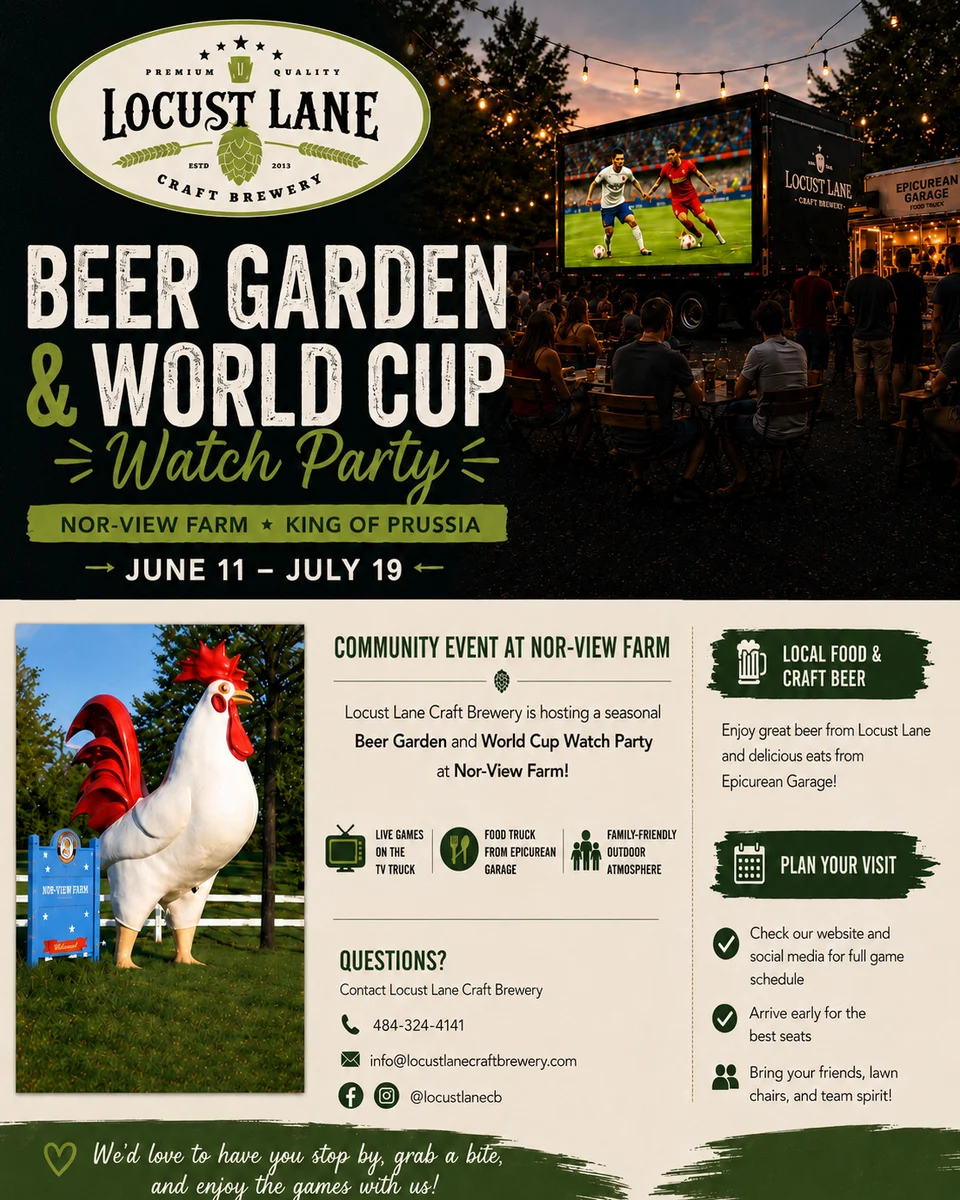 Locust Lane Craft Brewery Beer Garden and World Cup Watch Party